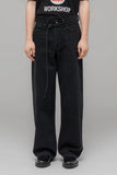 DOWN TO EARTH WIDE LEG JEANS - WASHED BLACK