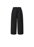 BELTED TUCK BANDING PANTS - BLACK