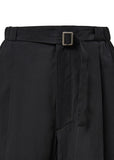 BELTED TUCK BANDING PANTS - BLACK