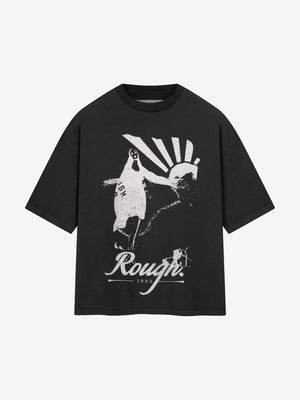 VINTAGE POSTCARD T-SHIRT - BLACK WASHED