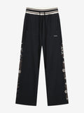HIGH-RISE CROCHET SWEATPANTS - BLACK