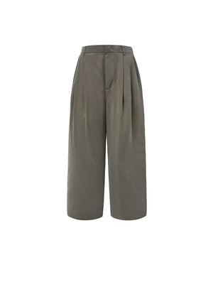 CUPRO TWO TUCK PANTS - BROWN