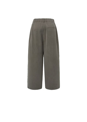 CUPRO TWO TUCK PANTS - BROWN