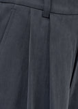 CUPRO TWO TUCK PANTS - CHAROCAL