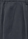 CUPRO TWO TUCK PANTS - CHAROCAL
