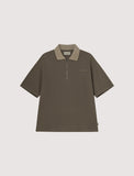 Zipper Polo - Stone Brown & Beige