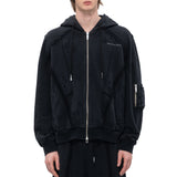 DECONSTRUCTION ZIP HOODIE - BLACK