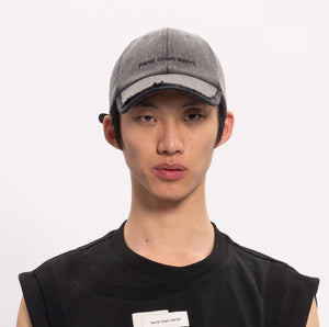 Gray Denim Spliced Baseball Cap