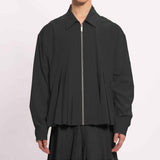 Ilregular pleats crop jacket - black