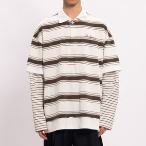 Green striped short sleeve polo shirt - green