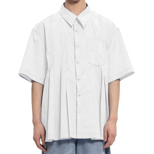 Ilregular pleats shirt - white