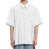 Ilregular pleats shirt - white