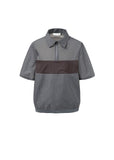 SHEER COLOR BLOCK TOP - DARK GREY