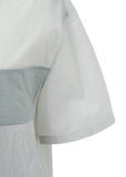 SHEER COLOR BLOCK TOP - LIGHT GREY