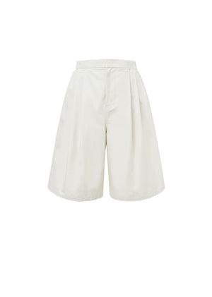 TWO TUCK WIDE SHORTS - IVORY